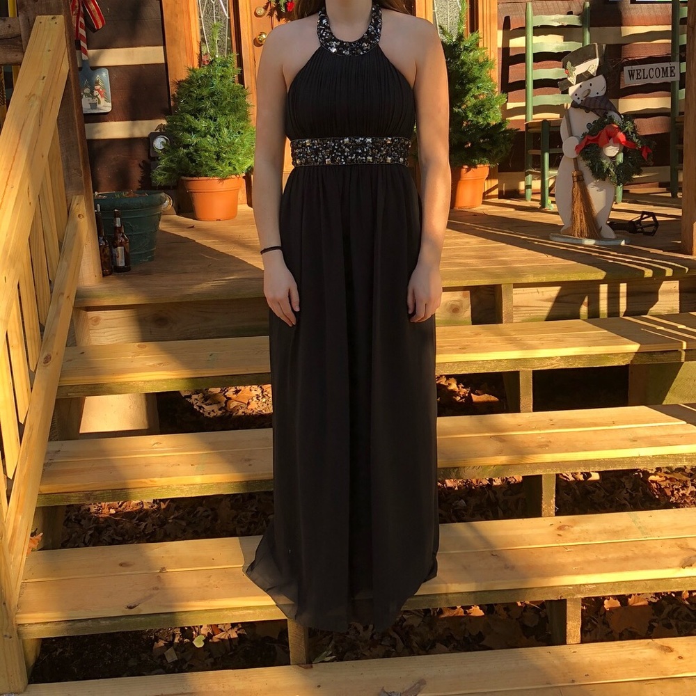 Black Halter Prom Dress (size 6)